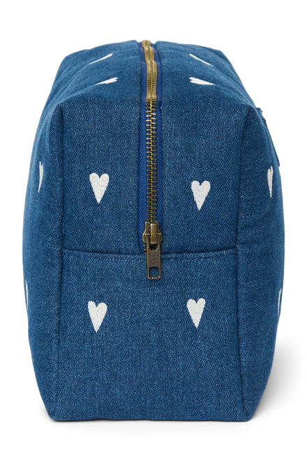 Studio Noos Toilettas | Donkerblauwe Denim Hearts