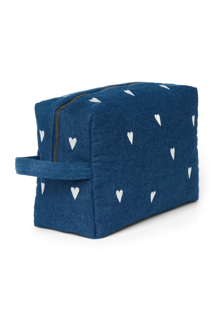 Studio Noos Toilettas | Donkerblauwe Denim Hearts