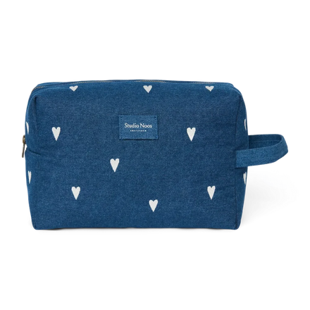 Studio Noos Toilettas | Donkerblauwe Denim Hearts
