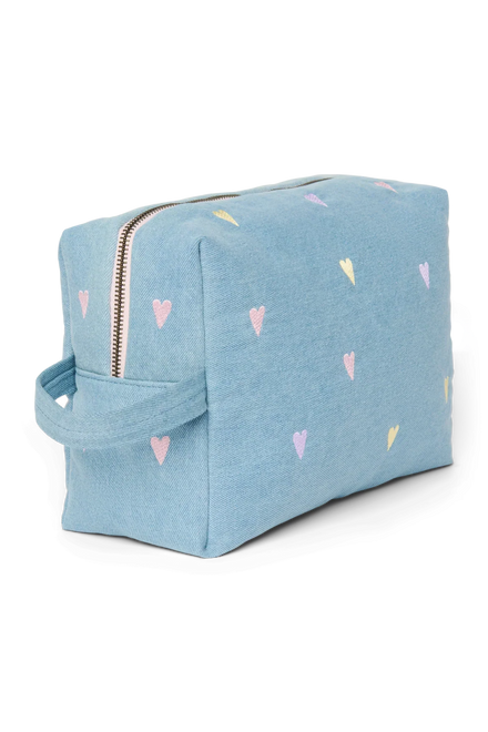 Studio Noos Toilettas | Lichtblauwe Denim Hearts
