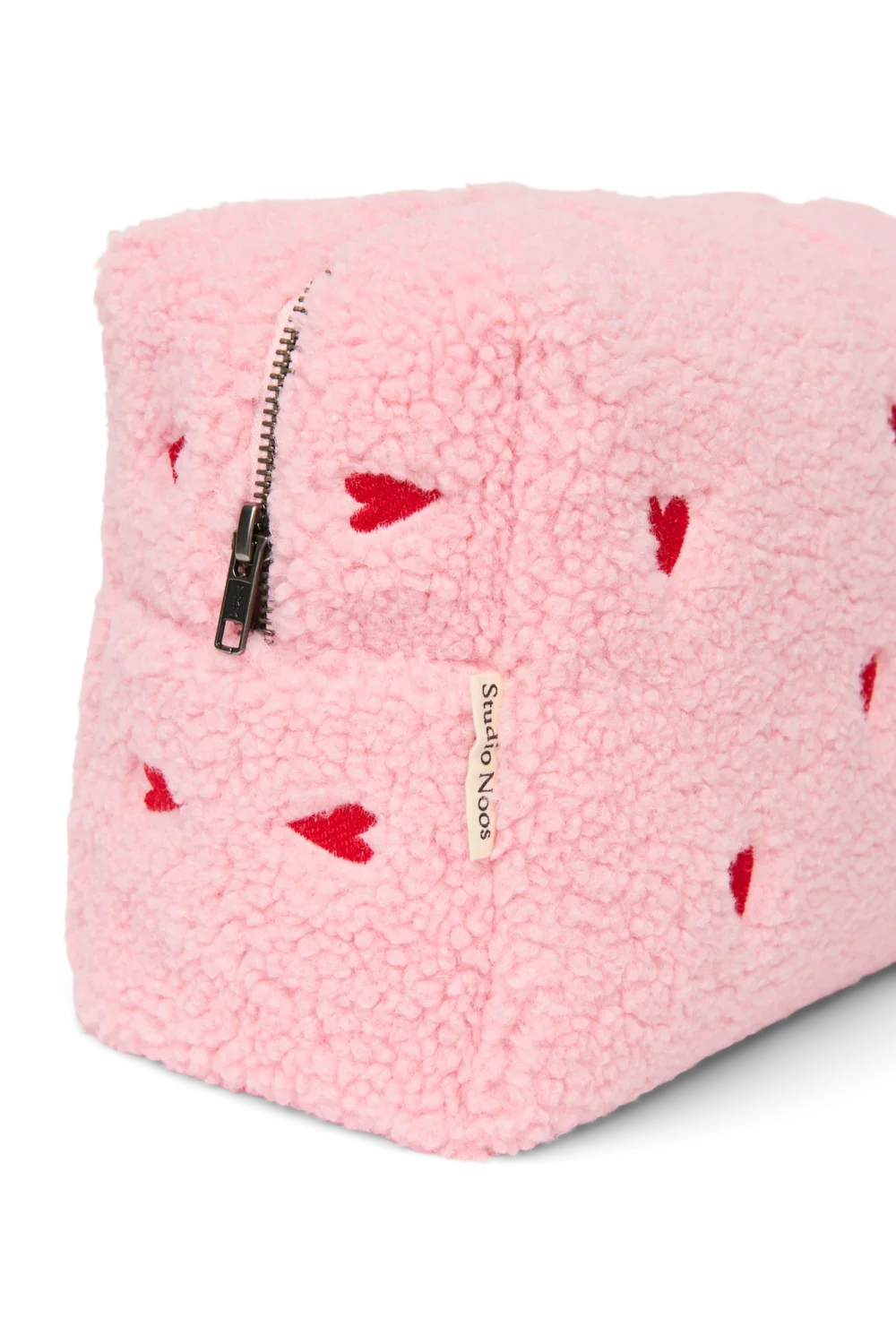 Teddy toilettas Lichtroze Hearts van Studio Noos, past in een Mom Bag of luiertas, assortiment De Gele Flamingo