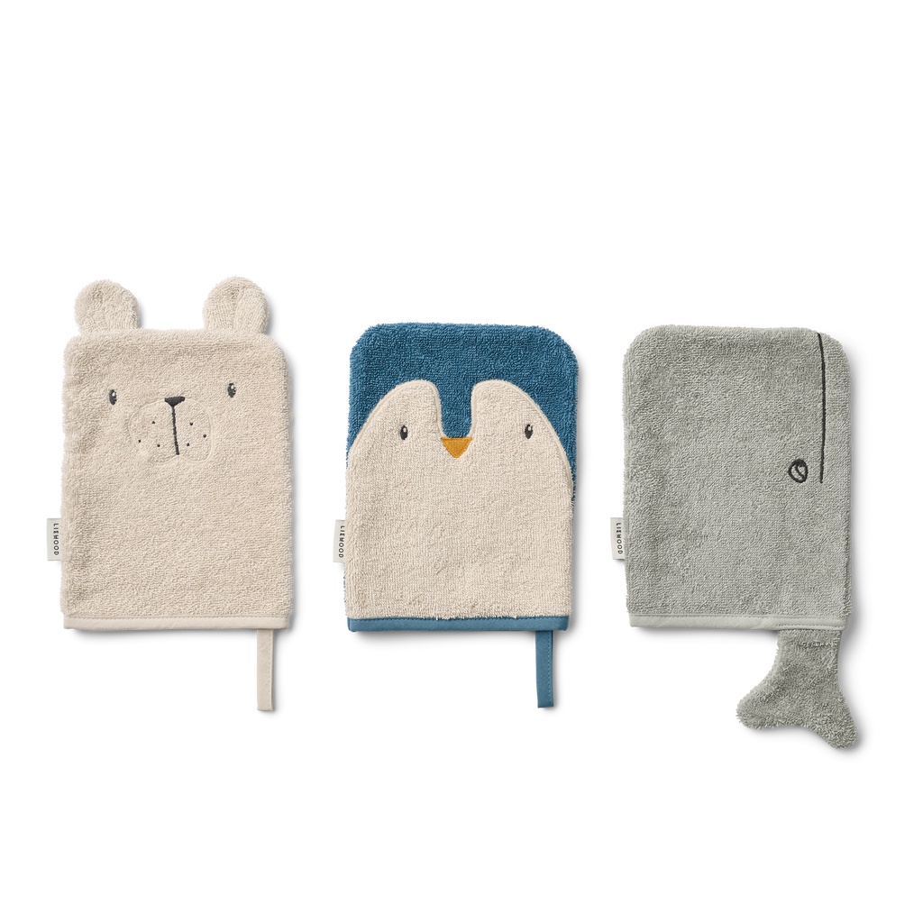 Liewood Sylvester Washandje 3-Pack | Arctic Sea / Ocean View