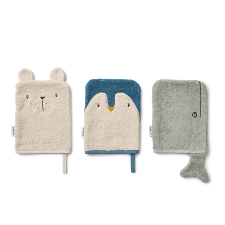 Liewood Sylvester Washandje 3-Pack | Arctic Sea / Ocean View