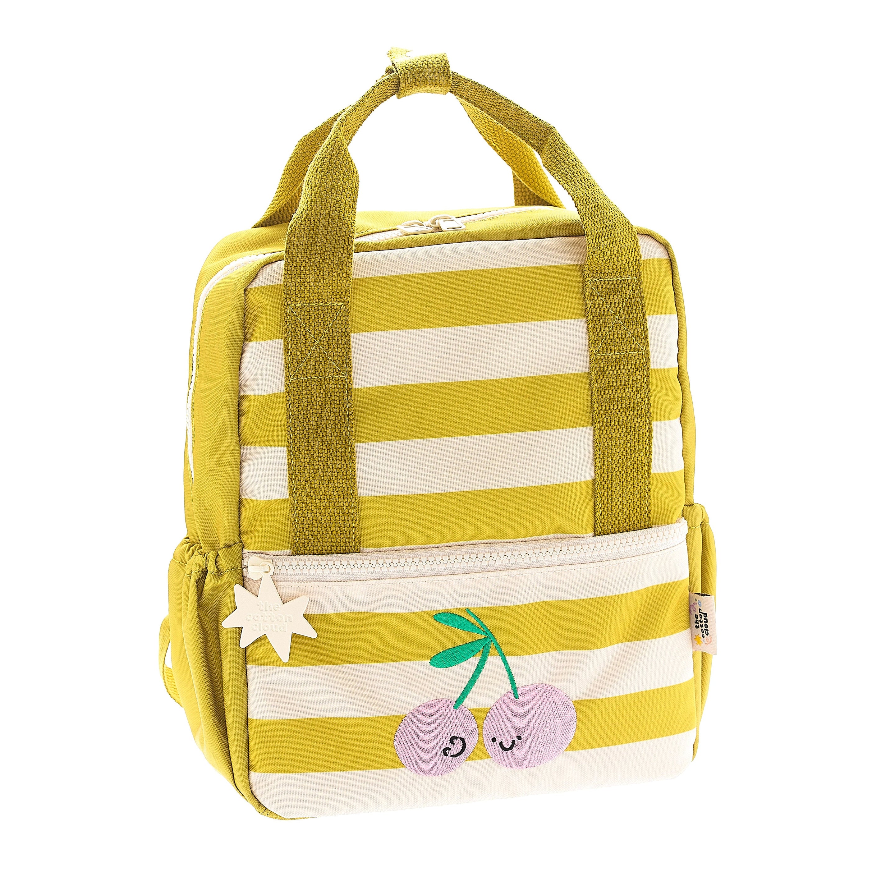 The Cotton Cloud kleuterrugzak Cherry Pop met kersenprint uit gerecycled PET