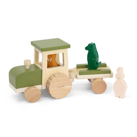 Trixie Houten Tractor Met Aanhangwagen All Animals