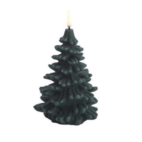 Uyuni LED Kaars Kerstboom Christmas Tree Candle 10x15 cm | Pine Green Smooth