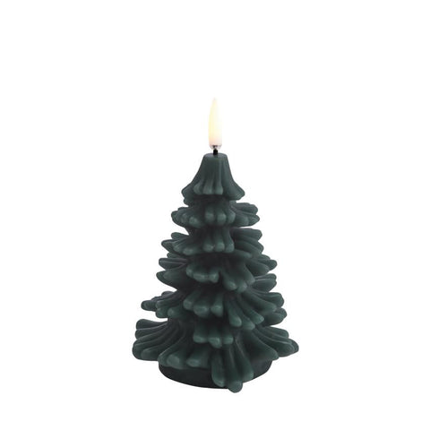 Uyuni LED Kaars Kerstboom Christmas Tree Candle 9x12 cm | Pine Green Smooth