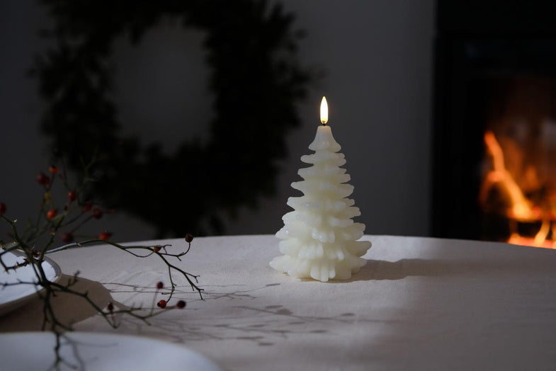 Uyuni LED Kaars Kerstboom Christmas Tree Candle 10x15 cm | Ivory Smooth