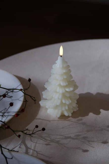 Uyuni LED Kaars Kerstboom Christmas Tree Candle 10x15 cm | Ivory Smooth