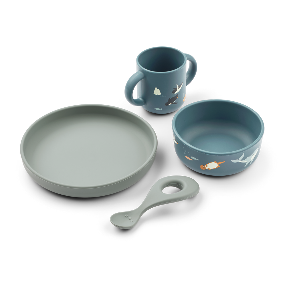 Liewood Vivi Printed Eetset | Arctic Sea / Ocean View