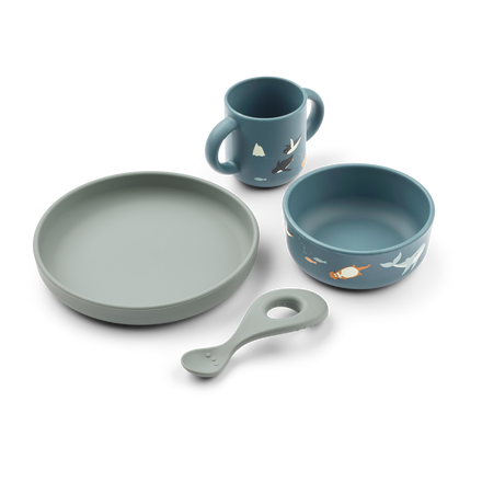 Liewood Vivi Printed Eetset | Arctic Sea / Ocean View
