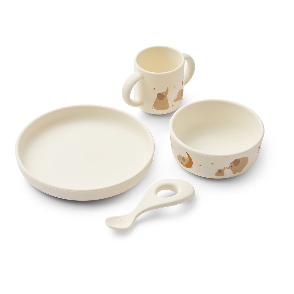 Liewood Vivi Printed Eetset | Elephant / Creme De La Creme