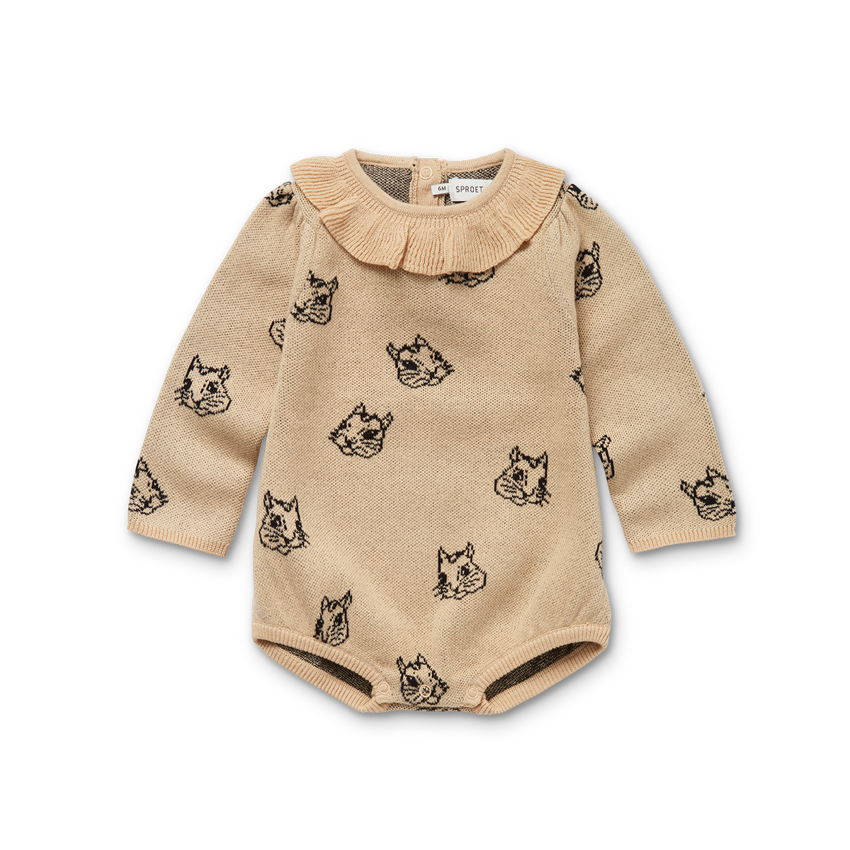 Sproet & Sprout Romper Knitted Squirrel Print | Nougat  *