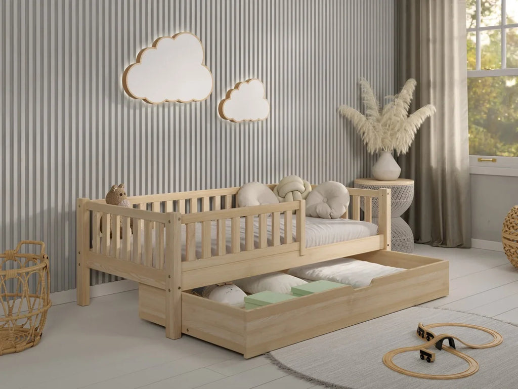 De Gele Flamingo Barcelona | Eénpersoonsbed met lade voor matras 90x200cm