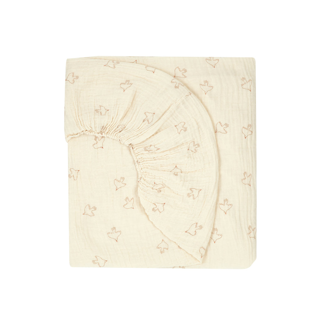 * Nobodinoz Wabi Sabi Hoeslaken 70x140x15cm | Brown Hoshi Birds