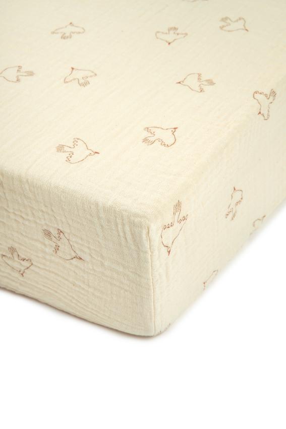 * Nobodinoz Wabi Sabi Hoeslaken 70x140x15cm | Brown Hoshi Birds