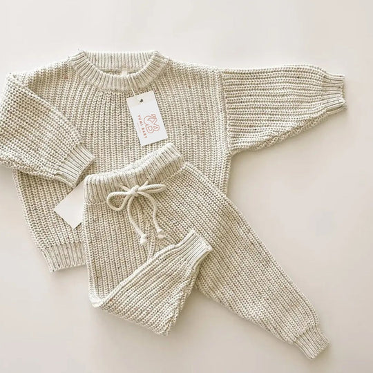 Yumi Baby Knitted Baby Set | Salt & Pepper