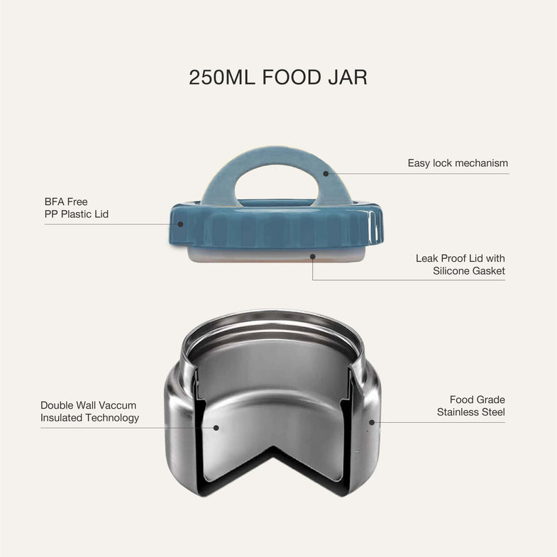 Citron Food Jar Stainless Steel 250ml | Dusty Blue