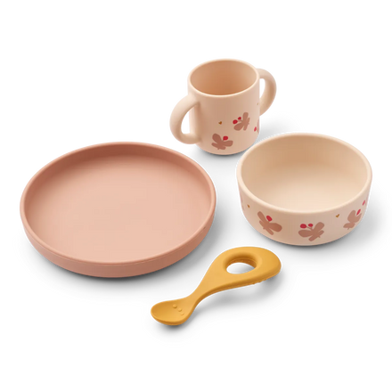 Liewood Vivi Printed Eetset | Butterfly / Apple Blossom