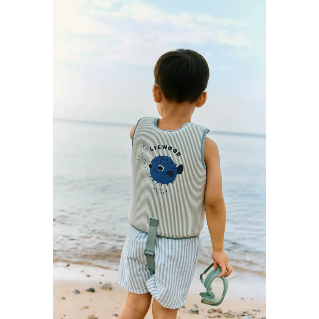 Liewood Duke Stripe Board Shorts | Peppermint / Crisp White