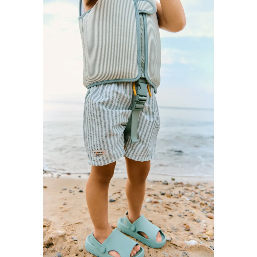 Liewood Duke Stripe Board Shorts | Peppermint / Crisp White