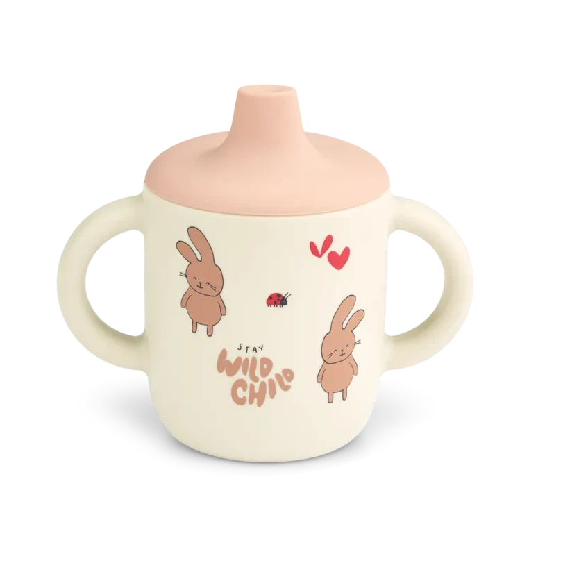Liewood Neil sippy cup tuitbeker in Wild child Rosey, siliconen beker van 150 ml met handvatten