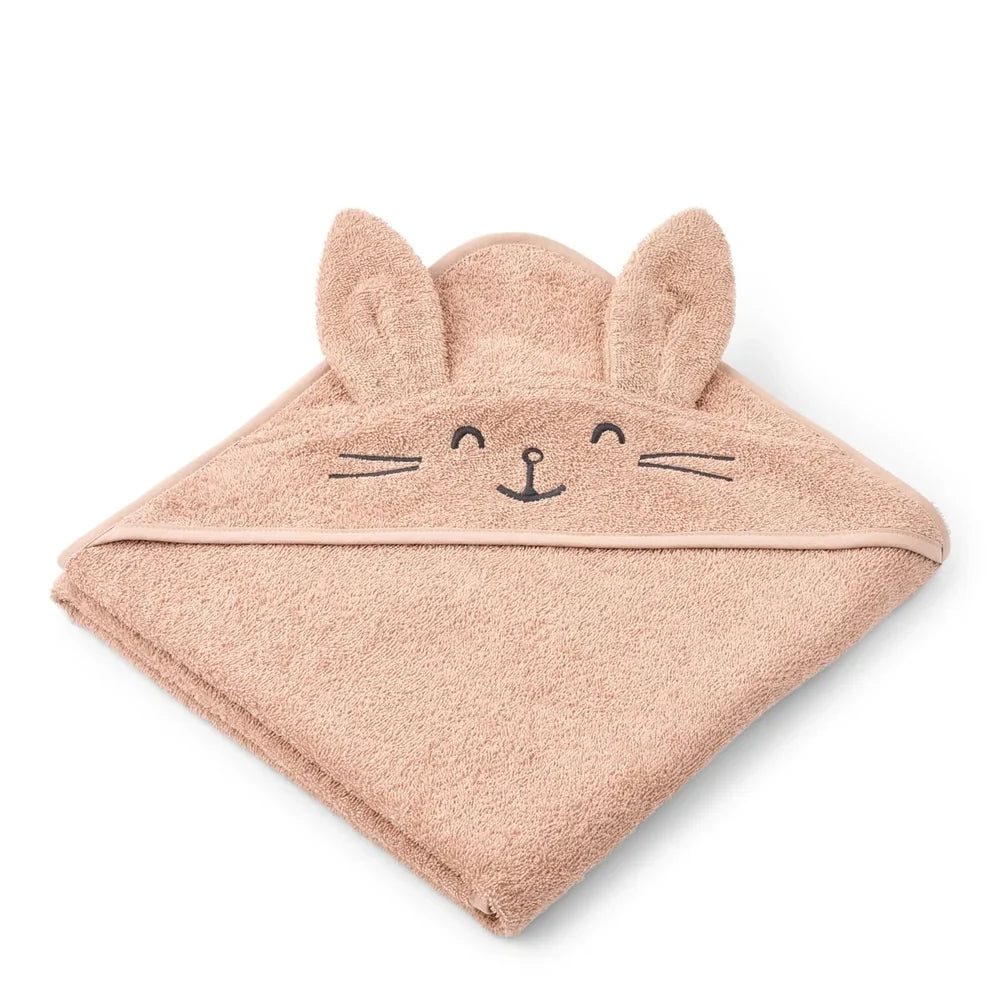 Liewood Augusta badcape 100x100 cm Pale Tuscany Rabbit met capuchon voor grotere kinderen