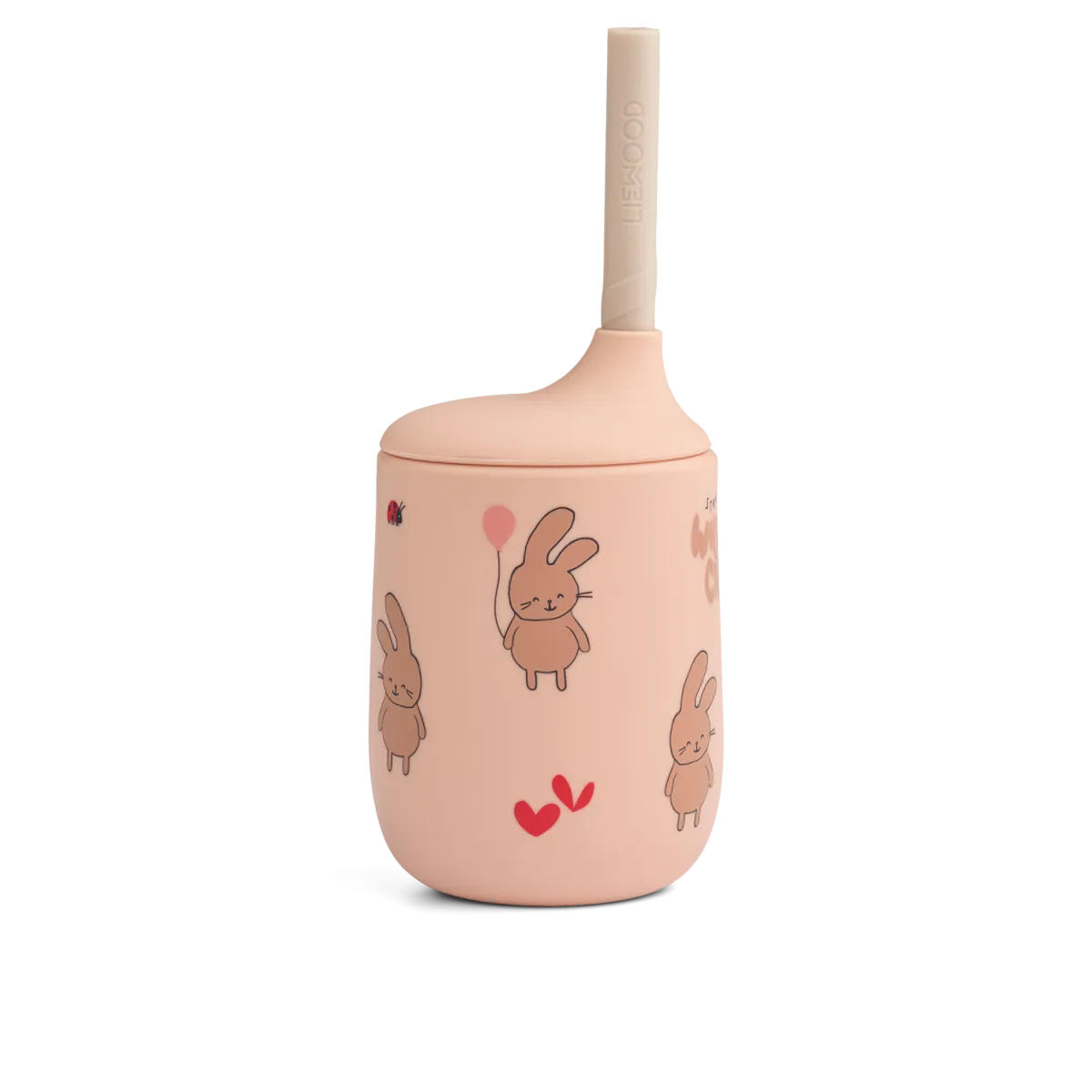 Liewood Ellis siliconen rietjesbeker Wild child Rosey, oefenbeker van 230 ml met rietje