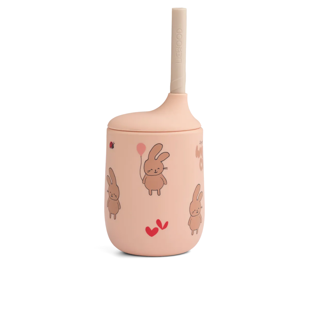 Liewood Ellis Siliconen Rietjesbeker 230ml | Wild child / Rosey