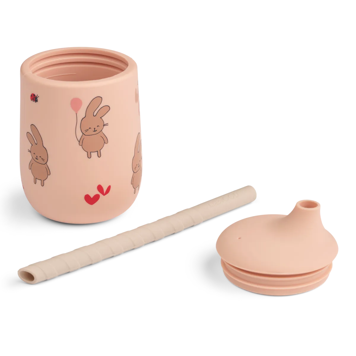 Liewood Ellis siliconen rietjesbeker Wild child Rosey, oefenbeker van 230 ml met rietje