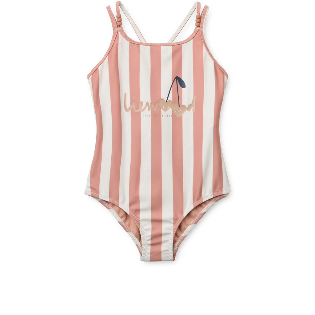 Liewood Suna Stripe Swimsuit | Coral Blush / Creme De La Creme