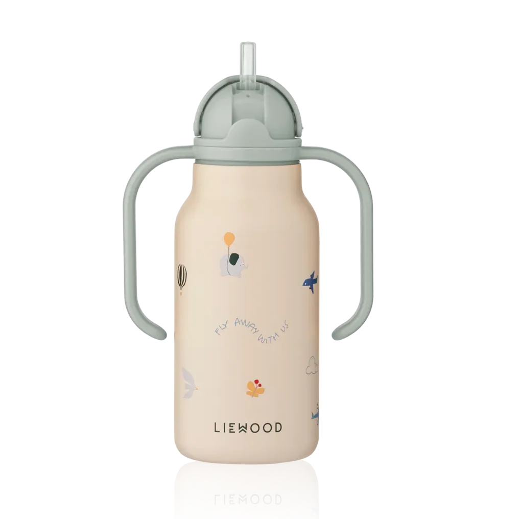 Liewood Kimmie RVS drinkfles Flying Sandy, geïsoleerde peuterfles van 250 ml met rietje
