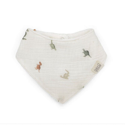 Babyshower Bandana Slab Bamboe Dino, vooraanzicht op witte achtergrond
