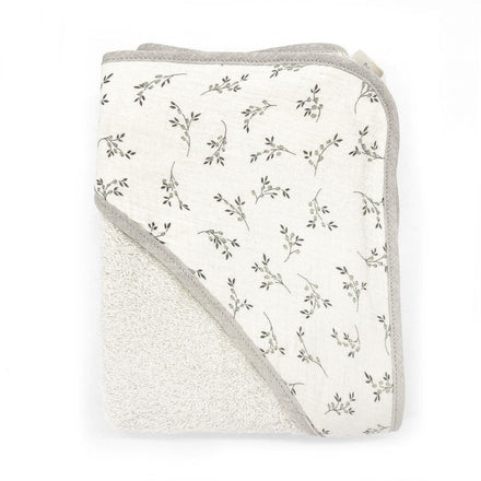Babyshower Badcape Olive Bloom, tweede aanzicht op witte achtergrond