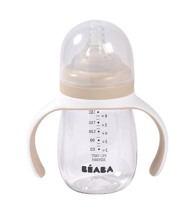 Béaba 2-in-1 meegroeifles 210 ml in Clay met speen en siliconen tuit bij De Gele Flamingo