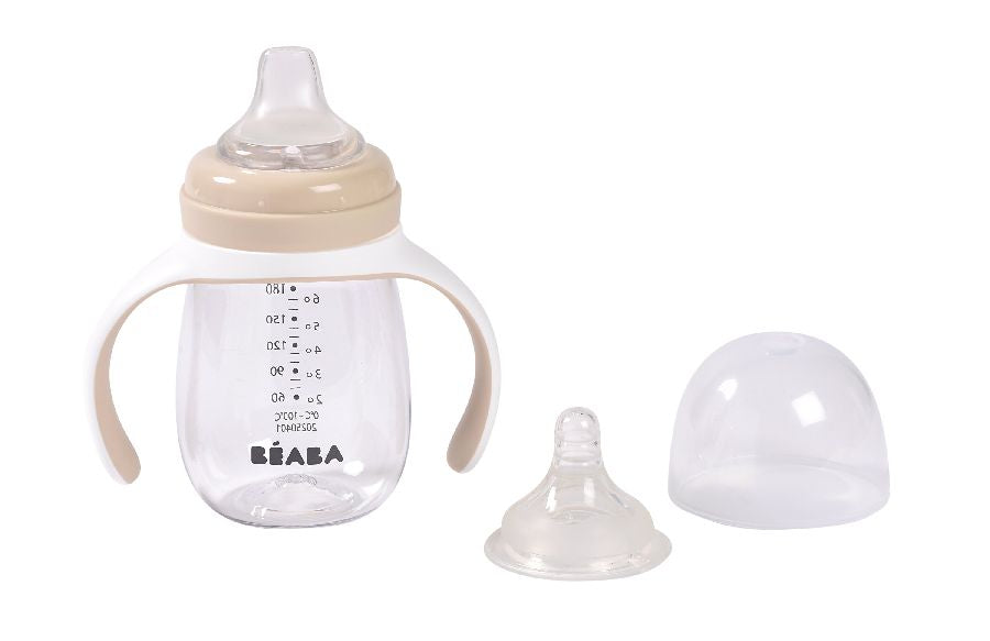 Béaba 2-in-1 meegroeifles 210 ml in Clay met speen en siliconen tuit bij De Gele Flamingo