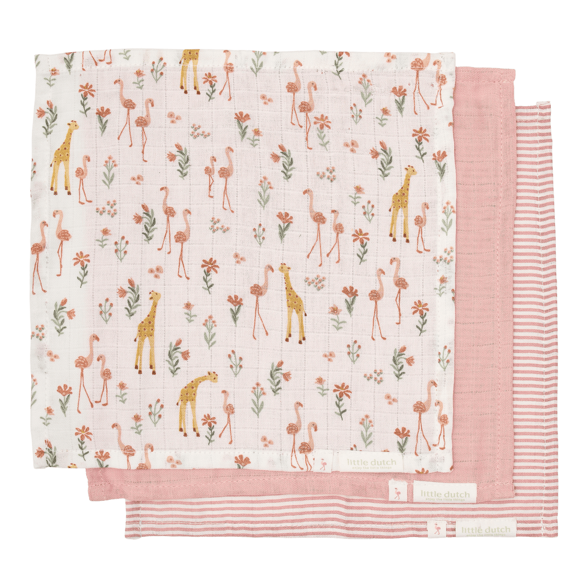 Little Dutch Monddoekjes Set Blooming Safari, Roze