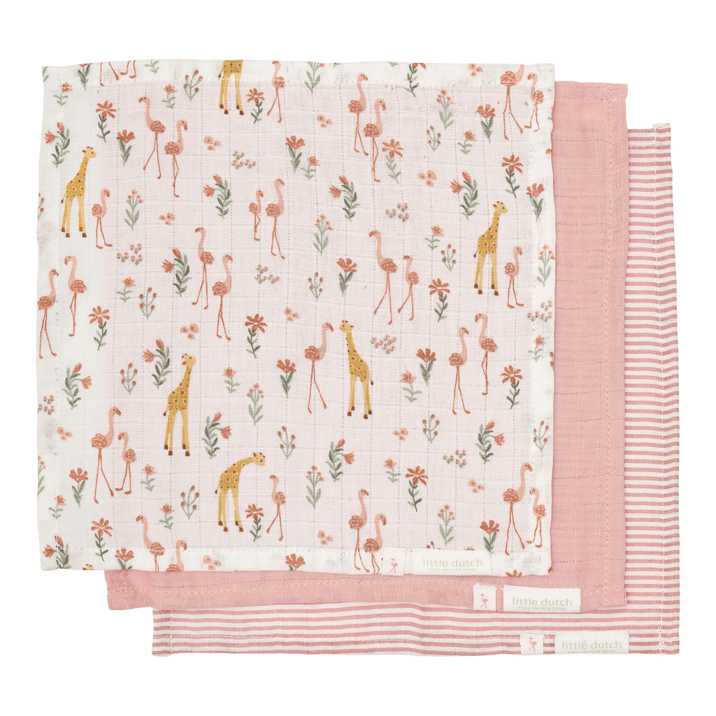 Little Dutch Monddoekjes Set Blooming Safari, Roze