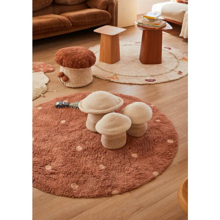 Lorena Canals Machinewasbaar Tapijt Rond Rug Ø140cm | Round Dot Chestnut