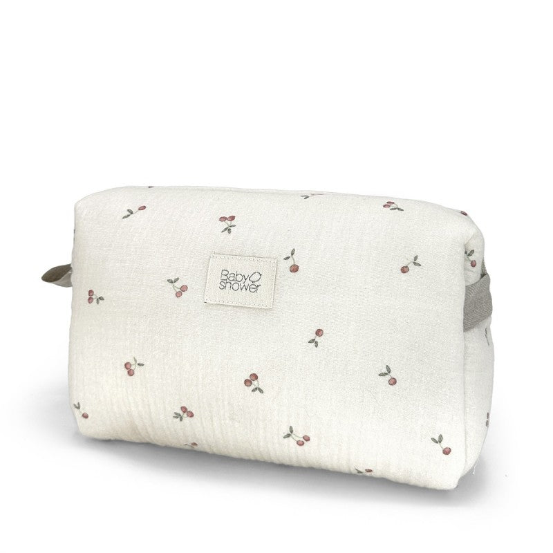 Babyshower Toilettas Camila Cherries, vooraanzicht op witte achtergrond