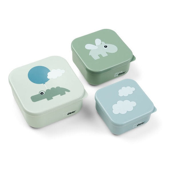 Done By Deer set 3 snackdoosjes Happy Clouds Green