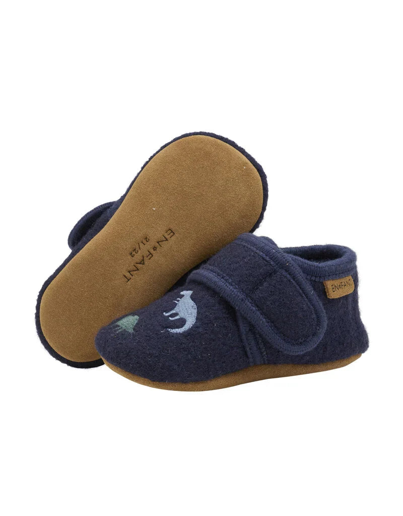 En Fant Baby Slofjes Wol | Navy Dino