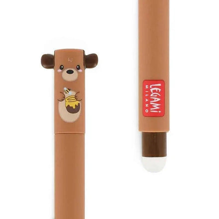 Legami uitwisbare gelpen Teddy Bear Honey in rode inkt met wisbolletje achteraan de pen, handig voor school
