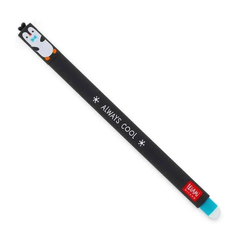 Legami uitwisbare gelpen Penguin met turquoise inkt en een fijne schrijfpunt van 0,7 mm