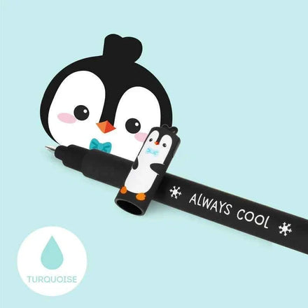 Legami uitwisbare gelpen Penguin met turquoise thermosensitieve inkt die je opnieuw kunt uitwissen