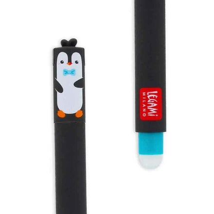 Legami uitwisbare gelpen Penguin in turquoise inkt met wisbolletje achteraan de pen, handig voor school