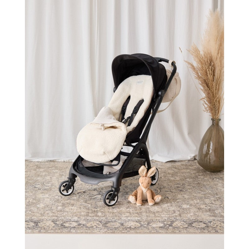 Babyshower Voetenzak Buggy Fleece Mouton, detail van de zachte teddystof