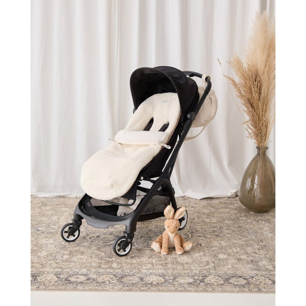 Babyshower Voetenzak Buggy Fleece Mouton, opengeslagen met de rits zichtbaar