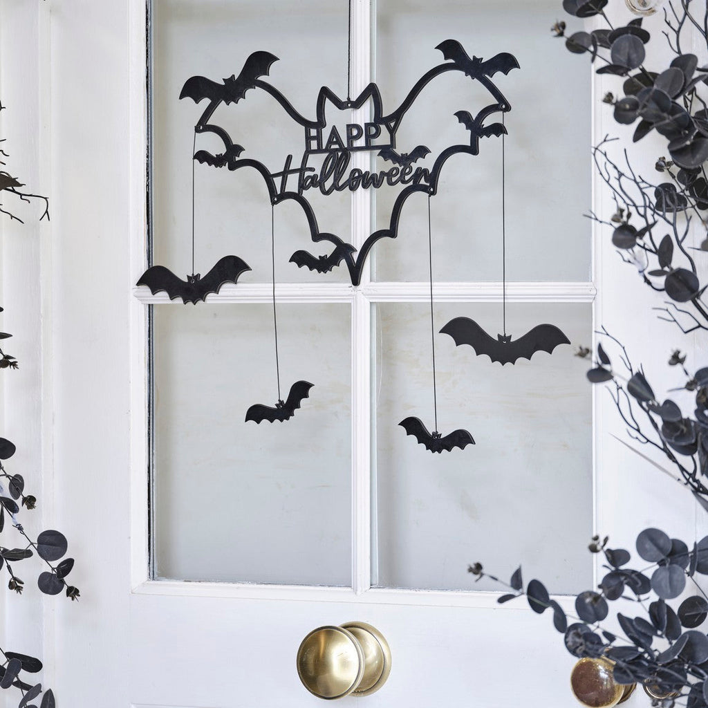 Ginger Ray Zwarte Houten Vleermuizen Bord | Happy Halloween