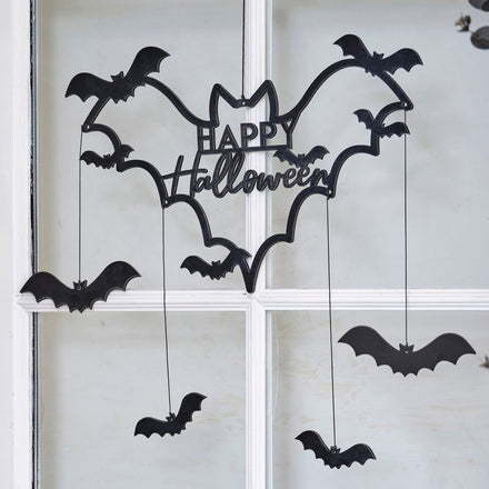 Ginger Ray Zwarte Houten Vleermuizen Bord | Happy Halloween